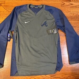 Nike Therma Dark Gray and Navy Atlanta Braves Pullover